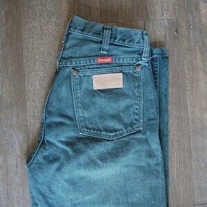 Vintage Wrangler Women's Green High-Rise Straight Leg Jeans